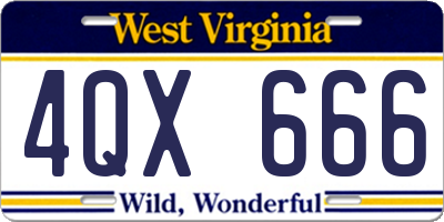 WV license plate 4QX666