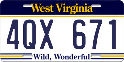 WV license plate 4QX671