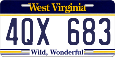WV license plate 4QX683