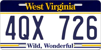 WV license plate 4QX726