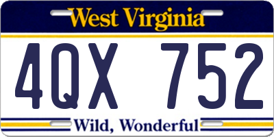 WV license plate 4QX752