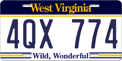 WV license plate 4QX774