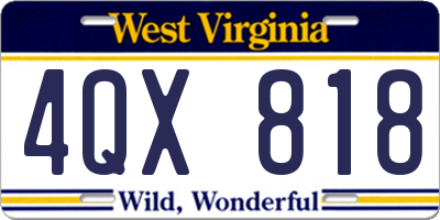 WV license plate 4QX818
