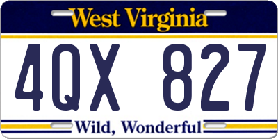 WV license plate 4QX827