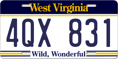 WV license plate 4QX831