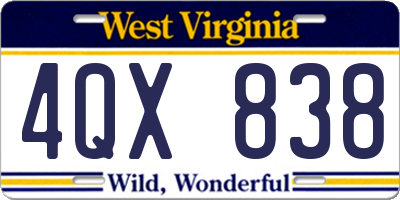 WV license plate 4QX838