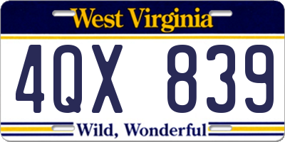 WV license plate 4QX839