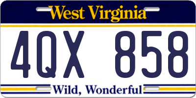 WV license plate 4QX858