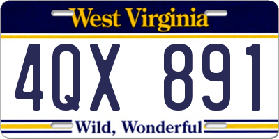 WV license plate 4QX891