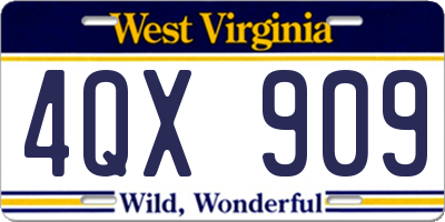 WV license plate 4QX909