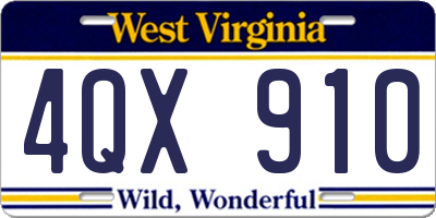 WV license plate 4QX910