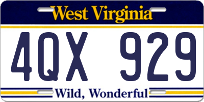 WV license plate 4QX929