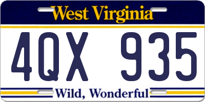 WV license plate 4QX935