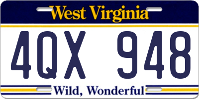 WV license plate 4QX948