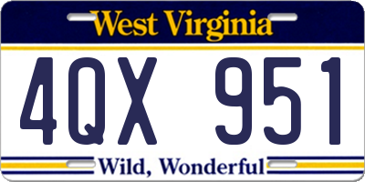 WV license plate 4QX951