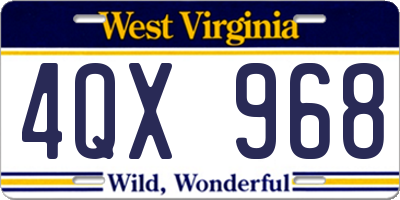 WV license plate 4QX968