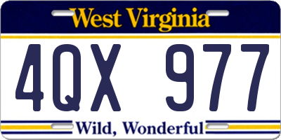 WV license plate 4QX977