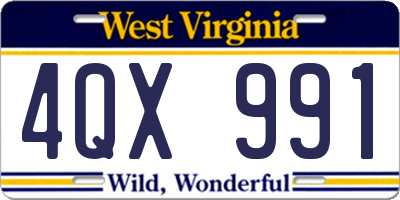 WV license plate 4QX991