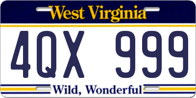 WV license plate 4QX999
