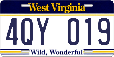 WV license plate 4QY019