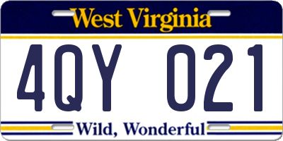 WV license plate 4QY021