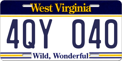 WV license plate 4QY040