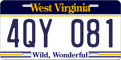 WV license plate 4QY081
