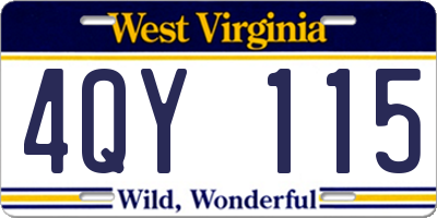 WV license plate 4QY115