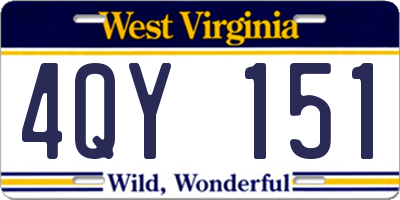 WV license plate 4QY151