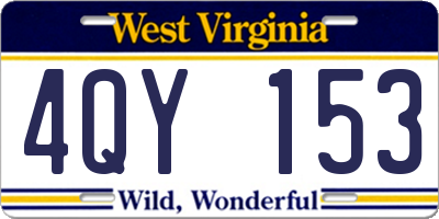 WV license plate 4QY153