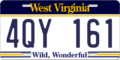 WV license plate 4QY161