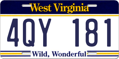 WV license plate 4QY181