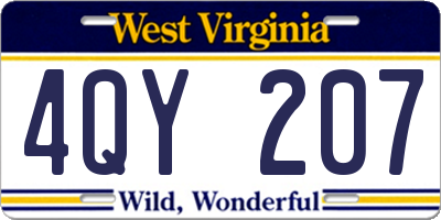 WV license plate 4QY207