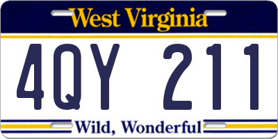 WV license plate 4QY211