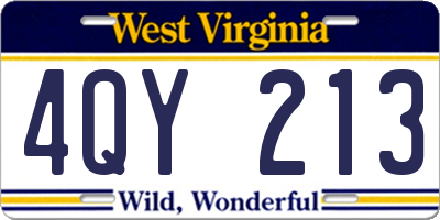 WV license plate 4QY213