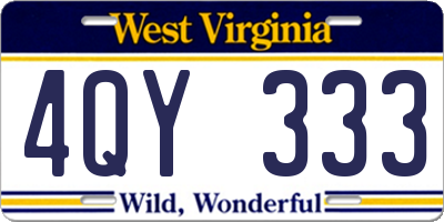 WV license plate 4QY333