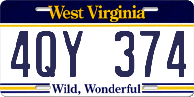 WV license plate 4QY374