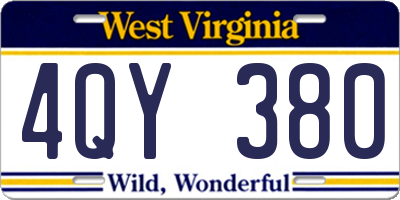 WV license plate 4QY380
