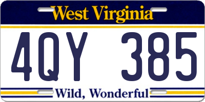 WV license plate 4QY385