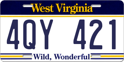 WV license plate 4QY421