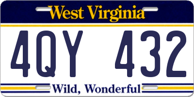 WV license plate 4QY432