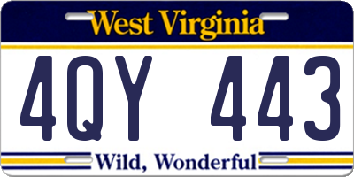 WV license plate 4QY443