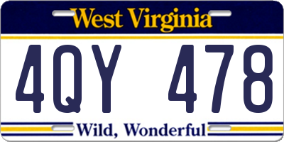 WV license plate 4QY478