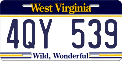 WV license plate 4QY539
