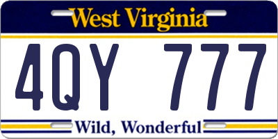 WV license plate 4QY777