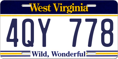 WV license plate 4QY778