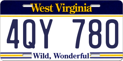 WV license plate 4QY780