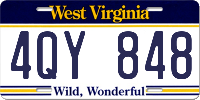 WV license plate 4QY848