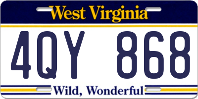 WV license plate 4QY868