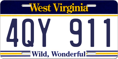 WV license plate 4QY911